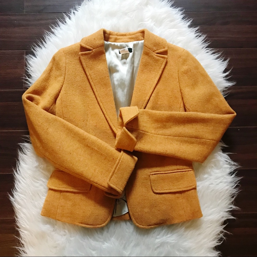 J. Crew Mustard Yellow Wool Blazer Size 0